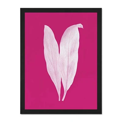 Image of Wee Blue Coo Bright Coloured Leaf Pink Large Black Framed Art Print Wall Poster 18x24 inch