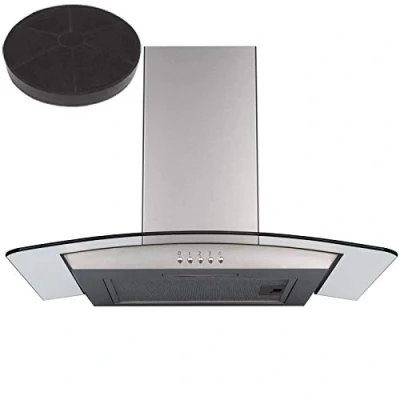 Image of SIA 60cm Curved Glass Stainless Steel Cooker Hood Kitchen Extractor Fan &amp; Filter