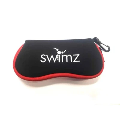 Image of Swimz Soft Neoprene Swimming Goggle Pouch Case (Black/Red/White)
