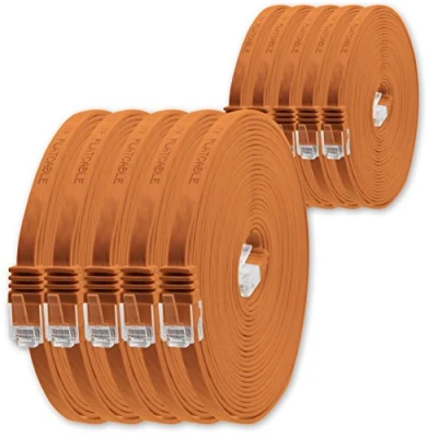Image of 2m orange 10 pieces Cat6 Ethernet cable flat network lan Cat 6 very thin and slim 1000 Mbit/s