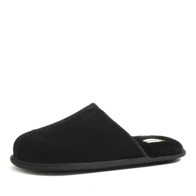 Image of Dearfoams Men&#039;s Suede Closed Toe Scuff Slipper, Black, 10 UK