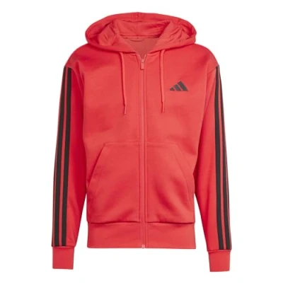 Image of adidas Men&#039;s ESSENTIAL THREE STRIPES FLEECE ZIPPER HOODIE, glow blue/black, XS