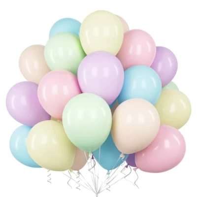 Image of Teselife Pastel Balloons, 50Pcs 12 Inch Macaron Multicolored Latex Balloon Arch Garland Kit Boy Girl Kid Birthday Wedding Anniversary Engagement Baby Bridal Shower Assorted Color Rainbow Party Supply