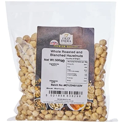 Image of Old India Whole Roasted and Blanched Hazelnuts 500g