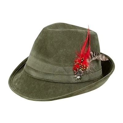 Image of Boland 54285 Hunting Champion Hat with Edelweiss Green Hunter Costume Headgear Folk Festival Theme Party Carnival