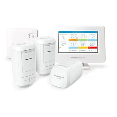 Image of Honeywell Home THR99C3013 evohome Smart WiFi Thermostat Boiler Relay Box and 3 Wireless Control Radiator Heads, White, 215 X 170 112 mm