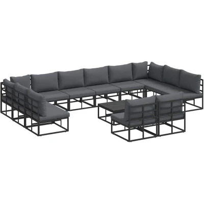 Image of Vidaxl Garden Sofa Set 13 pcs Black 70 x 32 cm Aluminium