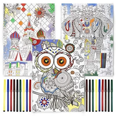 Image of THE TWIDDLERS 500 Piece Jigsaw Puzzle for Kids &amp; Adults, 3 Different Designs Birthday Party Gift Set Classroom Colouring Family Children Activity