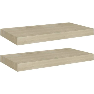 Image of vidaXL Floating Wall Shelves 2 pcs Oak 50x23x3.8 cm MDF