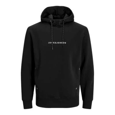 Image of JACK&amp;JONES PLUS Men&#039;s Jjtree Sweat Hood Pls Sweatshirt, Black/Print: Jack &amp; Jones, 5XL