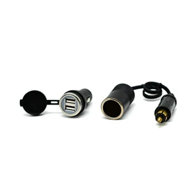 Image of Cliff Top Extended Hella(Din) to Standard Cigarette Lighter Adapter + 3.3 Amp Dual USB Charger (Not Suitable for Cars)