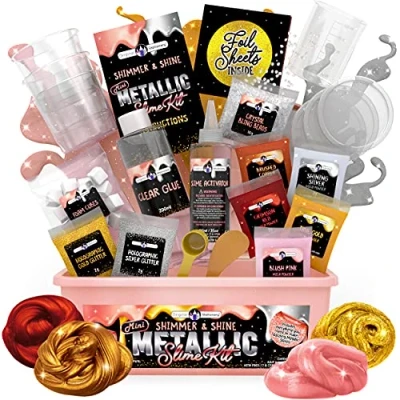 Image of Original Stationery Mini Metallic Shimmer and Shine Slime Kit for Girls, Amazing Making Girls Age 10 12 to Create Gold