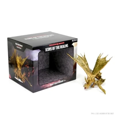 Image of WizKids Dungeons and Dragons Icons of The Realms, Adult Gold Dragon Figure, DnD Miniatures