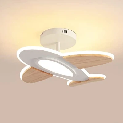 Image of 35 W LED Ceiling Light Children&#039;s Room I Airplane Shape Dimmable Lights with Remote Control 50 * 45 CM 2700 6500 K White and Wood Accessories Lamp