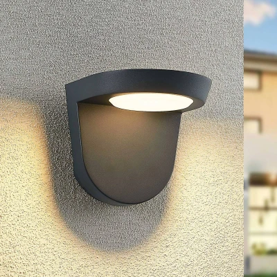Image of Lindby Carmelo LED outdoor wall light, dark grey