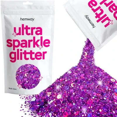 Image of Glitter Multi Size Purple Holographic Ultra Sparkle Sequins Nail Face Festival Christmas Halloween Makeup Chunky Fine 100g / 3.5oz