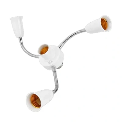 Image of FOLODA Adjustable E27 Base Light Socket Splitter Gooseneck LED Bulbs Holder Converter With Extension Hose 3 4 5 6 Way Adapter