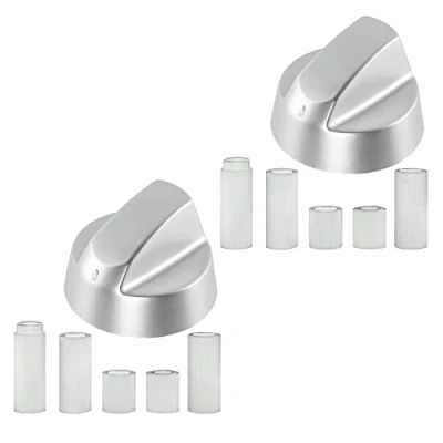 Image of Spares2go Control Knobs/Dials for AEG Oven Cooker &amp; Hob (Pack of 2 + Adaptors, Silver)