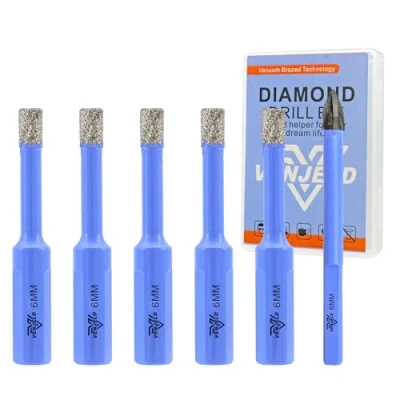 Image of Dry Diamond Drill Bits Set 6mm 5Pcs Tile Hole Saw Kit and 1Pc Carbide Bit for Ceramic Porcelain Marble Granite Triangle Shank with Storage Case