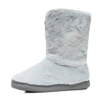 Image of DUNLOP Ladies Womens Slippers Full Bootie Boots Faux Fur Memory Foam Sizes 3 8 (Grey Zip, UK Footwear Size System, Adult, Women, Numeric, Medium, 6)