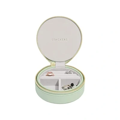 Image of Stackers Sage Green Round Travel Jewellery Box