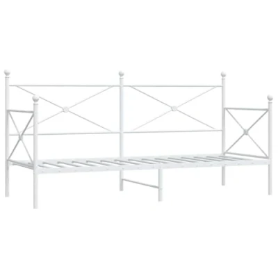 Image of vidaXL Steel Day Bed/Sofa Bed Frame White 90x200 cm for Guest Room/Bedroom/Living Area with Slatted Base and Storage