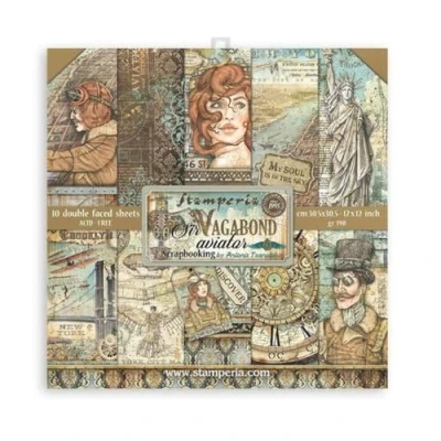 Image of Stamperia International Scrapbooking Pad Sir Vagabond Aviator, SBBL112, White, OSFA