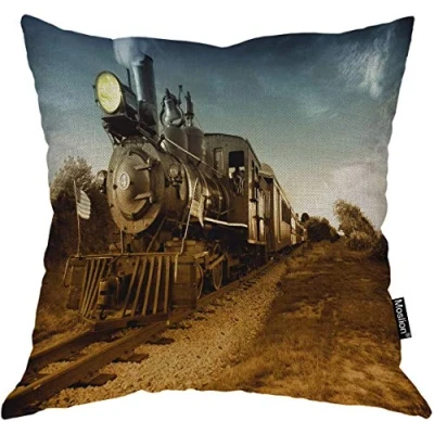 Image of Giftme Train Cushion Cover for Bedroom/Sofa Car Chair Decor, 45 Cm X Linen Cover, Throw Pillow Cover.