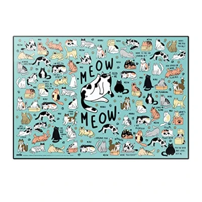 Image of Grupo Erik Meow Desk Mat Decor 13.5 x 19.5 inches 34.5 49.5 cm Pad Protector Gifts for Cat Lovers Cute Stationery Back to School Supplies