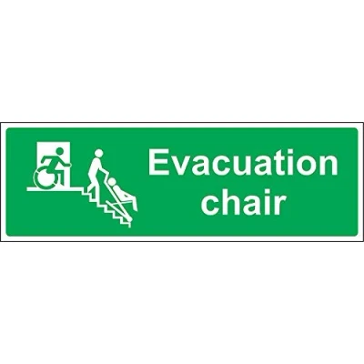 Image of Evacuation chair emergency Safety sign 3mm Aluminium 300mm x 100mm