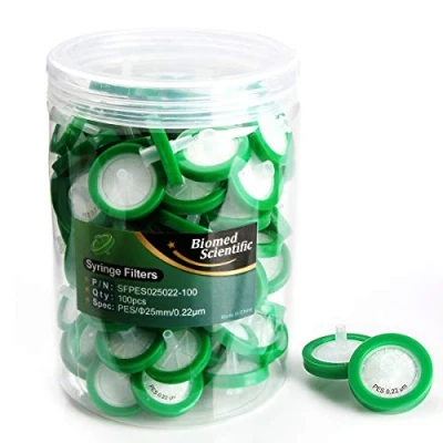 Image of Biomed Scientific Syringe Filter PES(Polyethersulfone) Membrane 25mm Diameter 0.22um Pore Size non Sterile Pack of 100