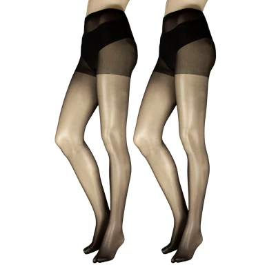 Image of Women&#039;s 2 Pair Charnos 20 Denier Tights Black Extra Large