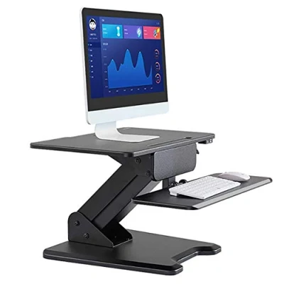 Image of YNAYG Laptop Stand Standing Desk Small Height Adjustable 25 Inch Converter Sit Tabletop Monitor Riser Workstation Black