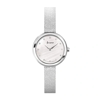 Image of Accurist Ladies Jewellery 28mm Quartz Watch in White with Analogue Display, and Stainless Steel Bracelet 78003