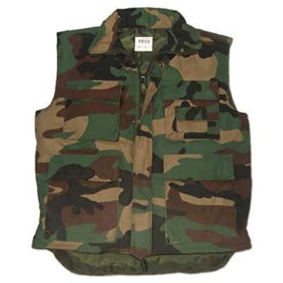 Image of Camouflage Multi Pocket Padded Bodywarmer Gilet (L, Woodland)