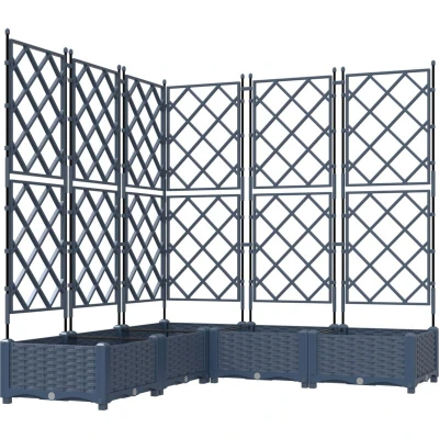 Image of vidaXL Garden Planter with Trellis 5 pcs Grey 120x120x125.5 cm