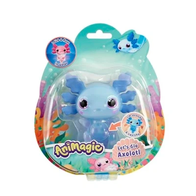 Image of Animagic: Lets Glo Axolotl Blue Your Glowing, Floating, Squishy Best Friend Drop In Water To Watch Them Glow! Interactive Electronic Pet For Kids Ages 4+