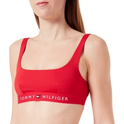 Image of Tommy Hilfiger Women Bralette Bikini Top Unpadded, Red (Primary Red), S