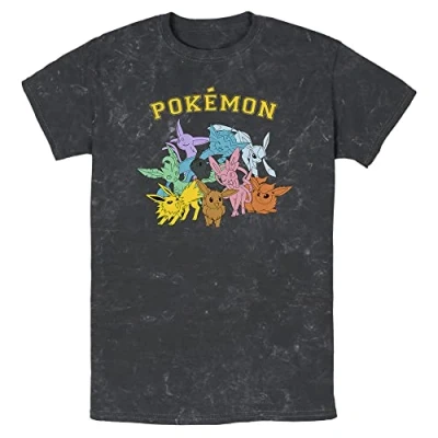 Image of Fifth Sun Men&#039;s Gotta Catch Eeveelutions T Shirt, Black, S