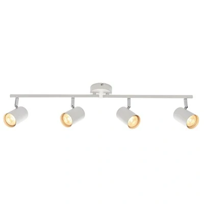 Image of Arezzo Modern 4 Way Decorative Matt White Finish GU10 LED Compatible Adjustable Dimmable Ceiling Spotlight Bar Track Lighting