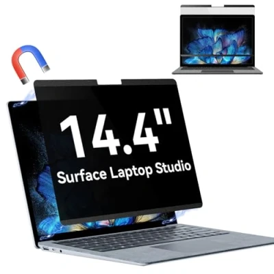 Image of Magnetic Privacy Screen for 14.4 inch Microsoft Surface Laptop Studio 2/1, Removable Anti Glare Blue Light Filter, Spy Black Protector Security Private