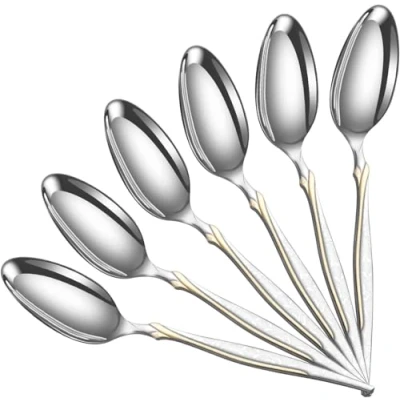 Image of DIOXSTAR Stainless Steel Table Spoons, Resistant to Rust, Corrosion, and Tarnishing, Dishwasher Safe, Lightweight, Versatile Uses, Stunning Appearance, (Pack of 6)