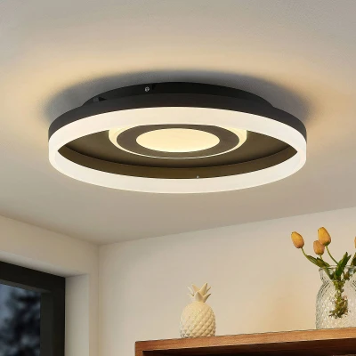 Image of Lindby Gulda LED ceiling light, RBGW, black