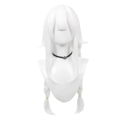 Image of Game Cosplay Wig White Hair Short Straight with Bang Heat Resistant Halloween Costume Party