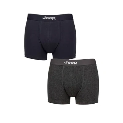 Image of 2 Pack Navy / Charcoal Cotton Plain Fitted Hipster Trunks Men&#039;s Medium Jeep