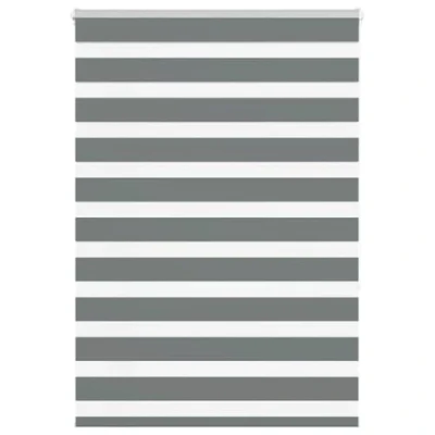 Image of vidaXL Zebra Roller Blinds Dark Grey 110x150cm Striped Polyester Shades for Living Room, Bedroom, Office