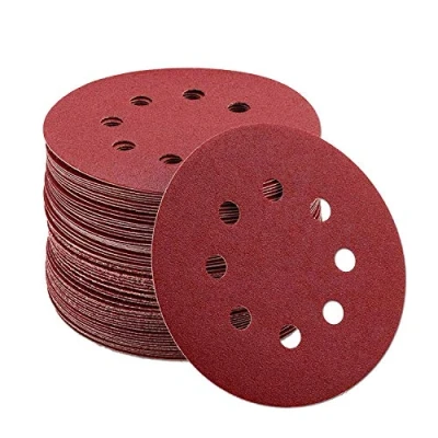 Image of YTBOBUR 50 Pieces 8 Holes Sanding Discs 100 Grit 5 inch Hook and Loop Sandpaper Assortment for Random Orbital Sander