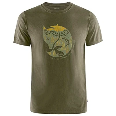 Image of Fjallraven Men&#039;s Arctic Fox T shirt M Shirt, Dark Olive, XXL UK