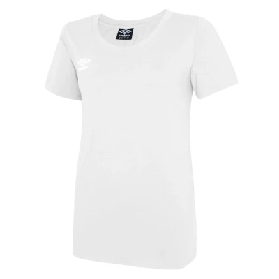 Image of Umbro Womens/Ladies Club Leisure T Shirt (White/Black) Cotton Size Small
