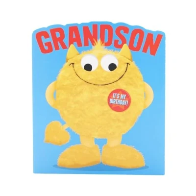 Image of UK Greetings Birthday Card for Grandson Googly Eyed Monster Design